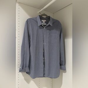 Men's Slim-Fit Cotton Blue Check Dress Shirt